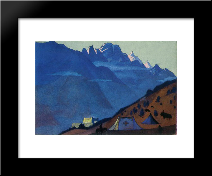 Tibetian Camp. Keilang. 20x24 Black Modern Wood Framed Art Print Poster by Roerich, Nicholas