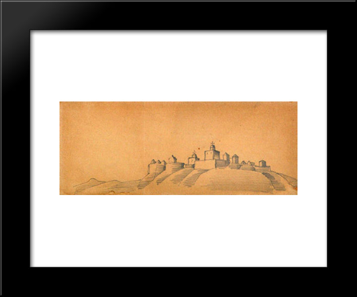 Town (Monastery On Hills) 20x24 Black Modern Wood Framed Art Print Poster by Roerich, Nicholas