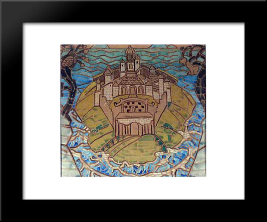 Town (Sketch For Carpet) 20x24 Black Modern Wood Framed Art Print Poster by Roerich, Nicholas