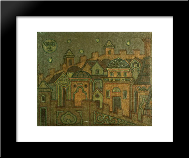 Towns 20x24 Black Modern Wood Framed Art Print Poster by Roerich, Nicholas