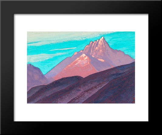 Turquoise Sky, Pink Mountains, Purple Foot 20x24 Black Modern Wood Framed Art Print Poster by Roerich, Nicholas