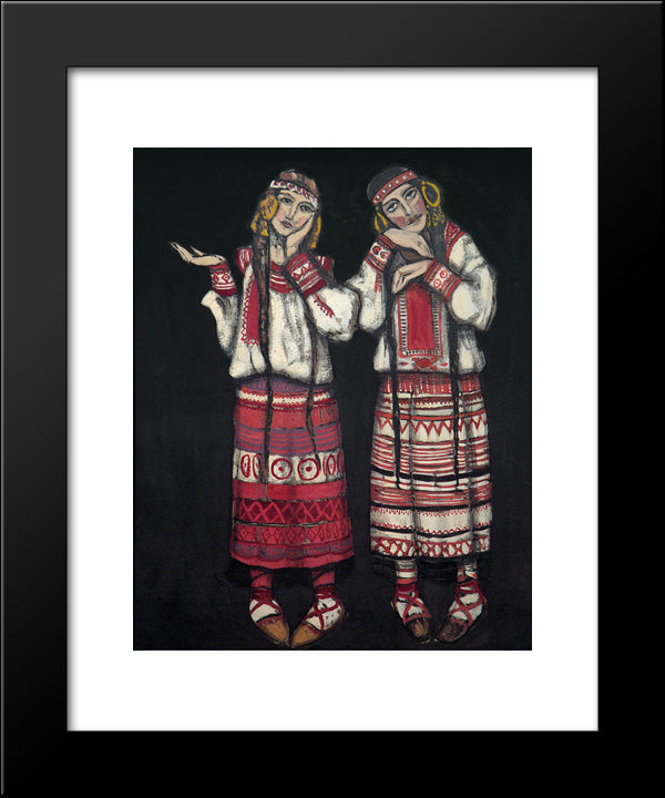 Two Girls 20x24 Black Modern Wood Framed Art Print Poster by Roerich, Nicholas