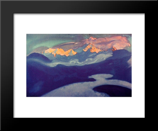 View Of Kangchenjunga From Turpindar 20x24 Black Modern Wood Framed Art Print Poster by Roerich, Nicholas