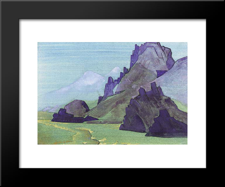 View Of The Himalayan Foothills 20x24 Black Modern Wood Framed Art Print Poster by Roerich, Nicholas