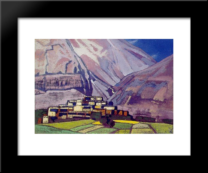 Village Kardang. Lahaul. 20x24 Black Modern Wood Framed Art Print Poster by Roerich, Nicholas