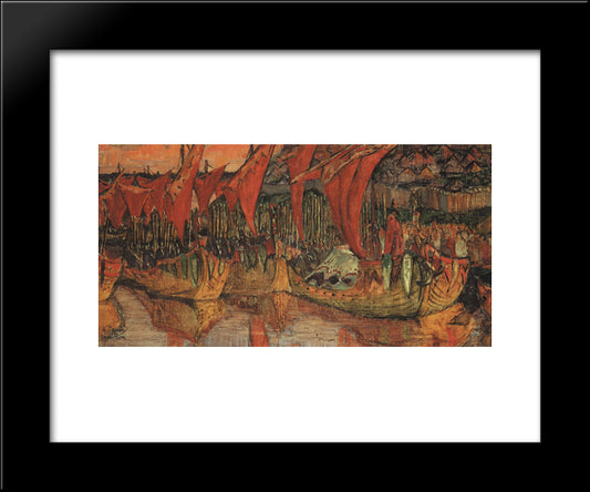 Vladimir Campaign To Korsun (Red Sails) 20x24 Black Modern Wood Framed Art Print Poster by Roerich, Nicholas