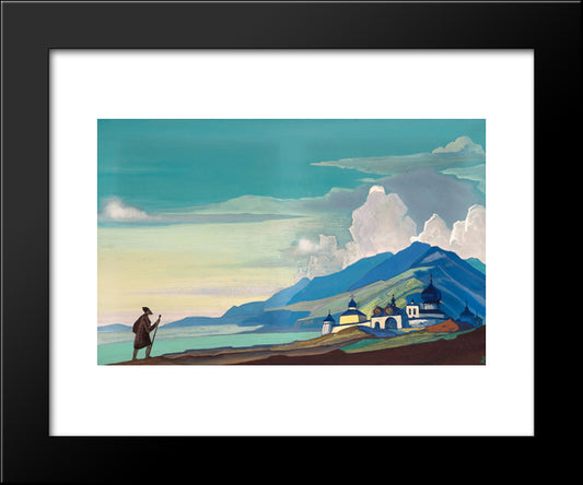 Wanderer From The Resplendent City 20x24 Black Modern Wood Framed Art Print Poster by Roerich, Nicholas