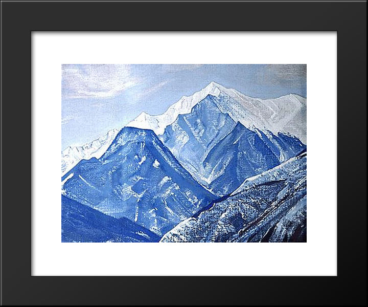 White Himalayas 20x24 Black Modern Wood Framed Art Print Poster by Roerich, Nicholas