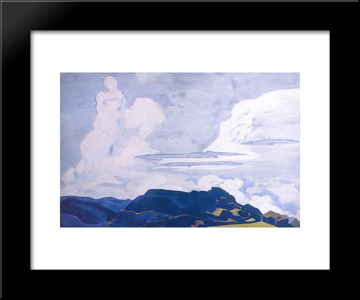 White Horsemen 20x24 Black Modern Wood Framed Art Print Poster by Roerich, Nicholas