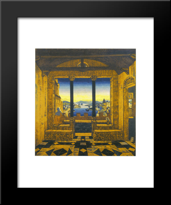 Yard In Front Of Castle 20x24 Black Modern Wood Framed Art Print Poster by Roerich, Nicholas
