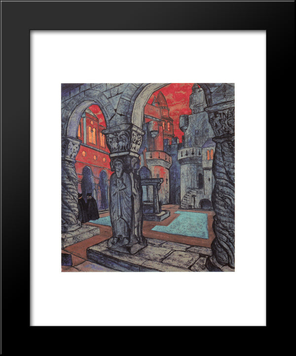 Yard Of Castle 20x24 Black Modern Wood Framed Art Print Poster by Roerich, Nicholas