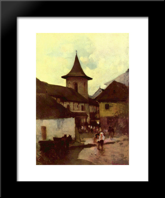 Catholic Church In Cimpulung 20x24 Black Modern Wood Framed Art Print Poster by Grigorescu, Nicolae