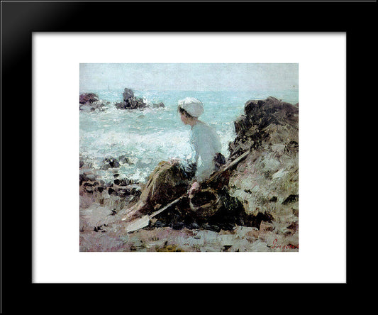 Fishermen In Grandville 20x24 Black Modern Wood Framed Art Print Poster by Grigorescu, Nicolae