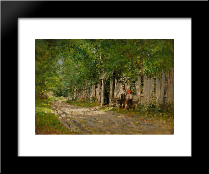 Girls Working By The Gate 20x24 Black Modern Wood Framed Art Print Poster by Grigorescu, Nicolae