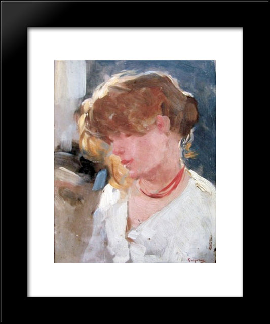 Peasant Woman Head 20x24 Black Modern Wood Framed Art Print Poster by Grigorescu, Nicolae