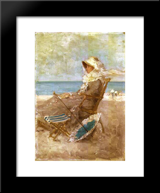 Woman On The Seashore 20x24 Black Modern Wood Framed Art Print Poster by Grigorescu, Nicolae