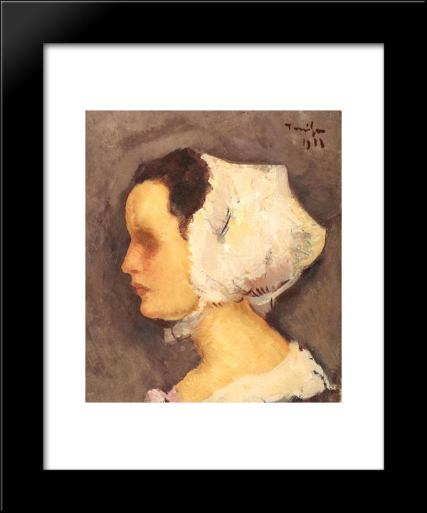 Breton Woman 20x24 Black Modern Wood Framed Art Print Poster by Tonitza, Nicolae