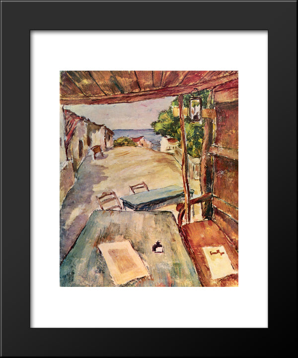 Cafe In Mangalia 20x24 Black Modern Wood Framed Art Print Poster by Tonitza, Nicolae