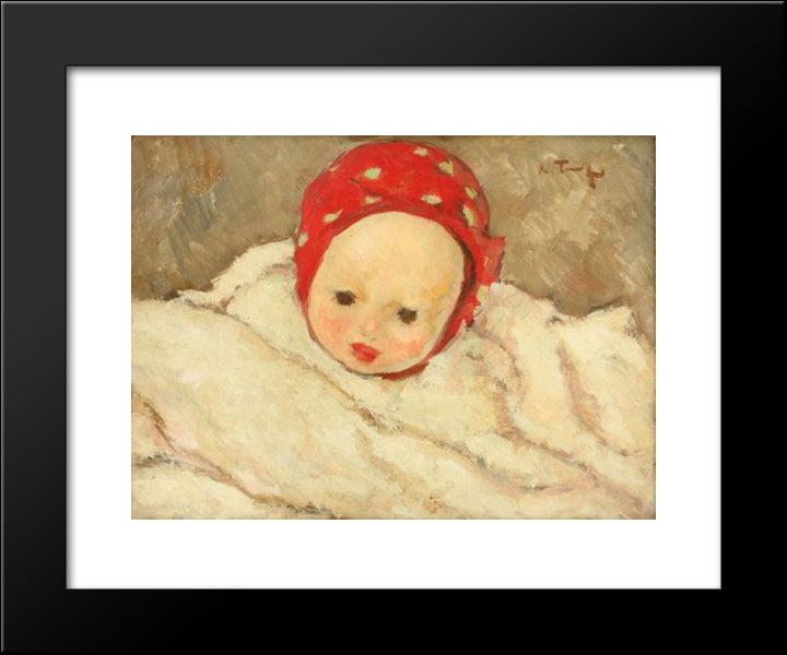 Child Head 20x24 Black Modern Wood Framed Art Print Poster by Tonitza, Nicolae