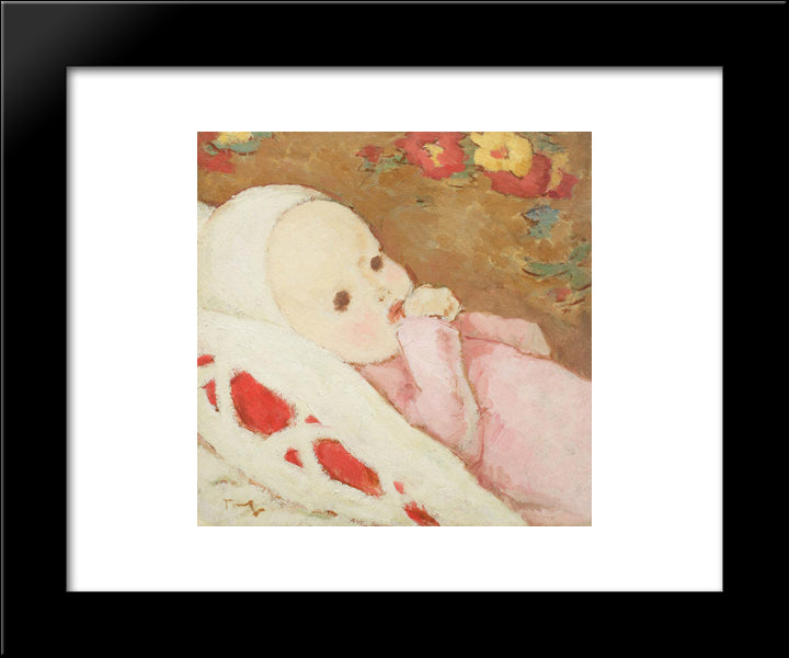 Child In Rose 20x24 Black Modern Wood Framed Art Print Poster by Tonitza, Nicolae