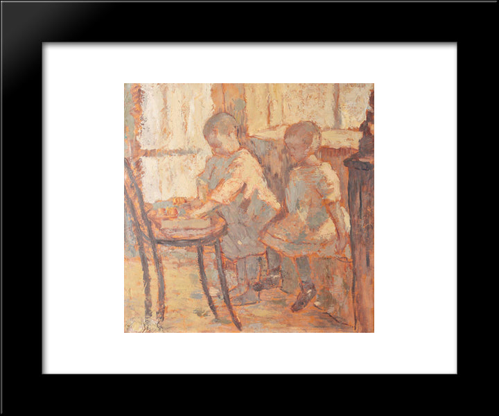 Childrens' Room 20x24 Black Modern Wood Framed Art Print Poster by Tonitza, Nicolae