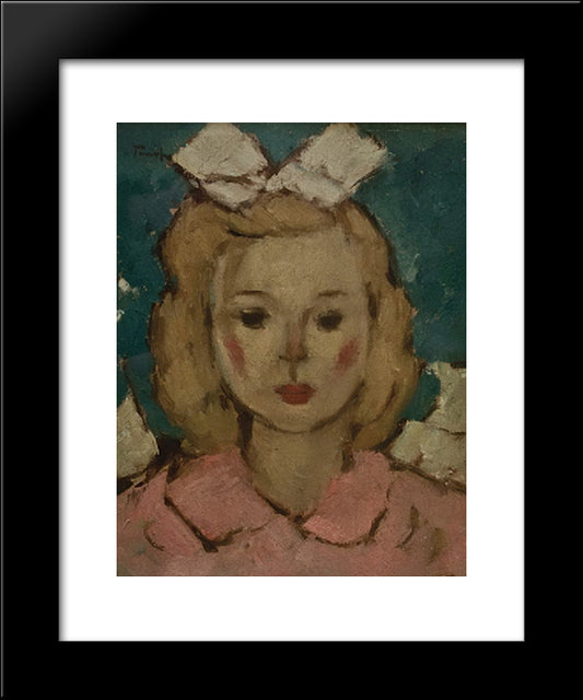 Girl In Pink 20x24 Black Modern Wood Framed Art Print Poster by Tonitza, Nicolae