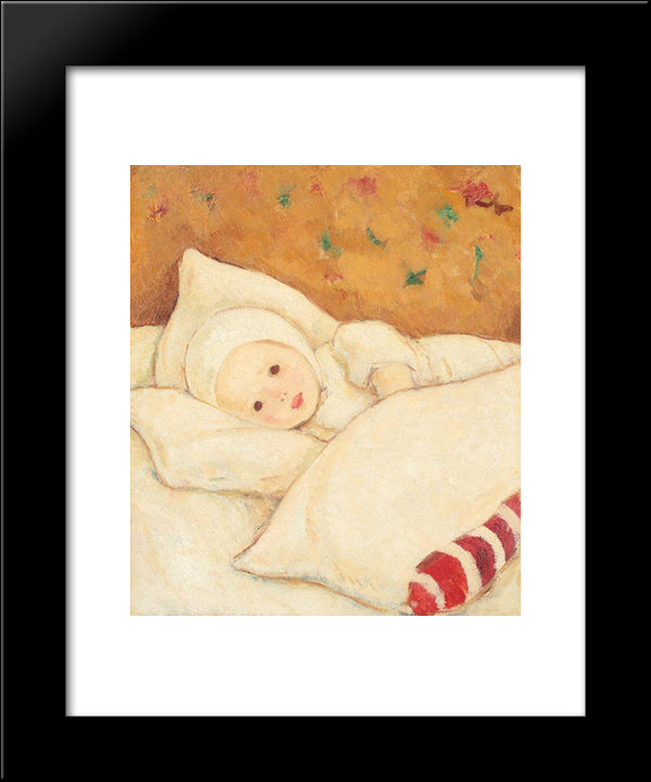 Girl In White 20x24 Black Modern Wood Framed Art Print Poster by Tonitza, Nicolae