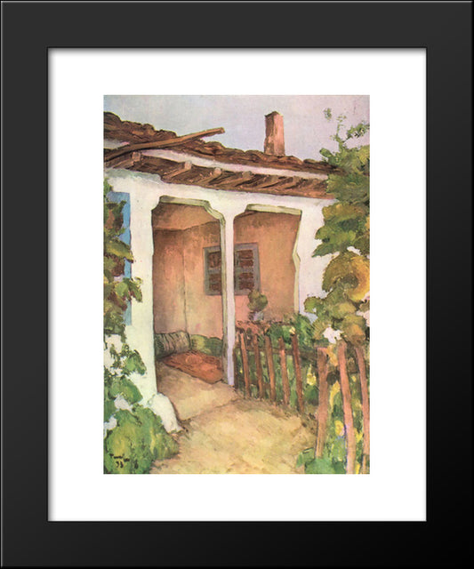 House In Dobrudja 20x24 Black Modern Wood Framed Art Print Poster by Tonitza, Nicolae