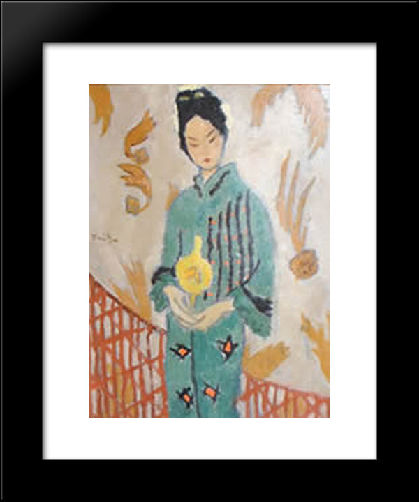 Japanese Woman 20x24 Black Modern Wood Framed Art Print Poster by Tonitza, Nicolae