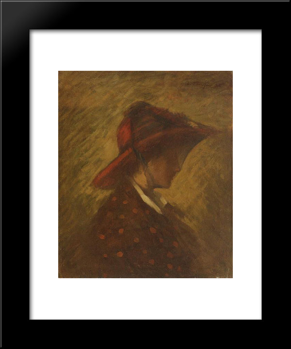 Lady With Veil 20x24 Black Modern Wood Framed Art Print Poster by Tonitza, Nicolae