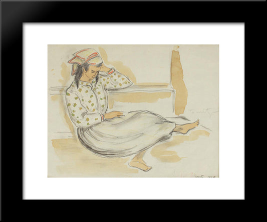 Little Tatar Girl 20x24 Black Modern Wood Framed Art Print Poster by Tonitza, Nicolae