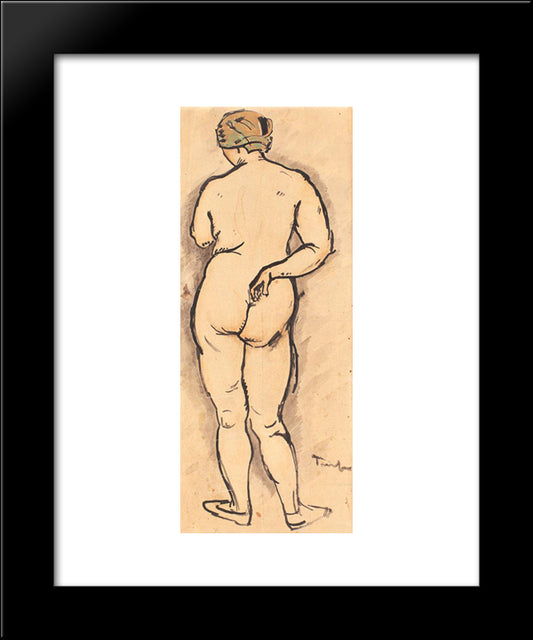 Nude With Headscarf 20x24 Black Modern Wood Framed Art Print Poster by Tonitza, Nicolae