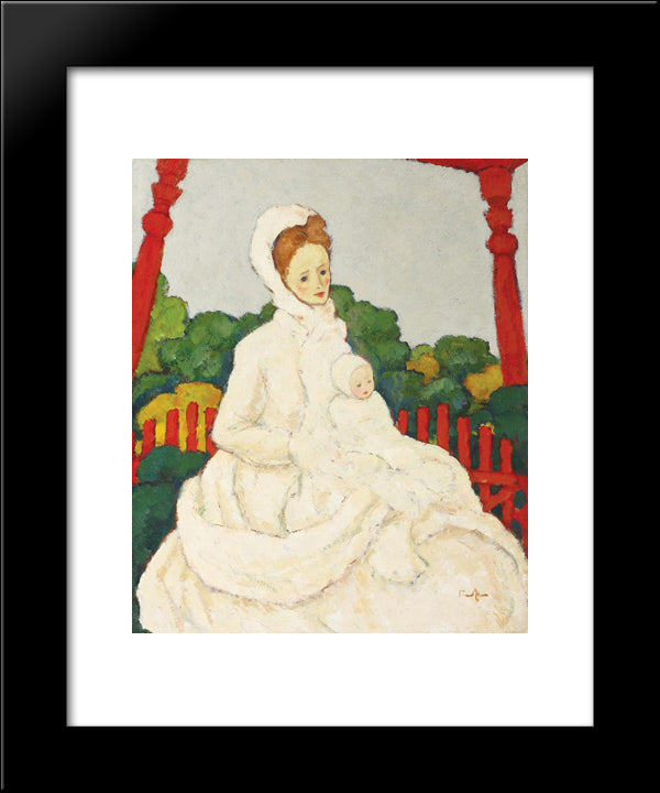 On The Veranda 20x24 Black Modern Wood Framed Art Print Poster by Tonitza, Nicolae