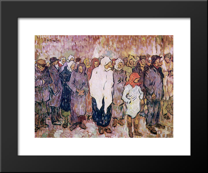 Queuing For Bread 20x24 Black Modern Wood Framed Art Print Poster by Tonitza, Nicolae