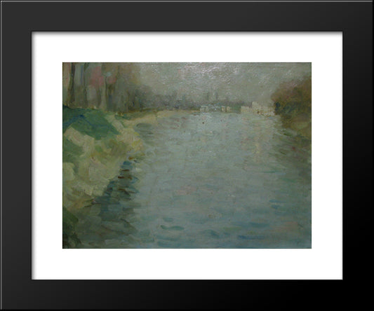 Seine At Courbevoie 20x24 Black Modern Wood Framed Art Print Poster by Tonitza, Nicolae