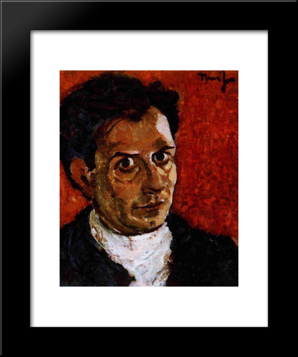 Self-Portrait 20x24 Black Modern Wood Framed Art Print Poster by Tonitza, Nicolae