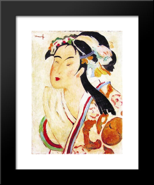 The Japanese Woman 20x24 Black Modern Wood Framed Art Print Poster by Tonitza, Nicolae
