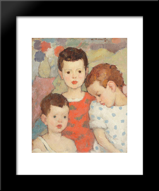 Three Brothers (The Painter'S Children) 20x24 Black Modern Wood Framed Art Print Poster by Tonitza, Nicolae