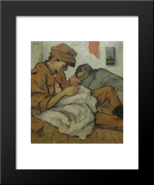 To Light The Lamp 20x24 Black Modern Wood Framed Art Print Poster by Tonitza, Nicolae