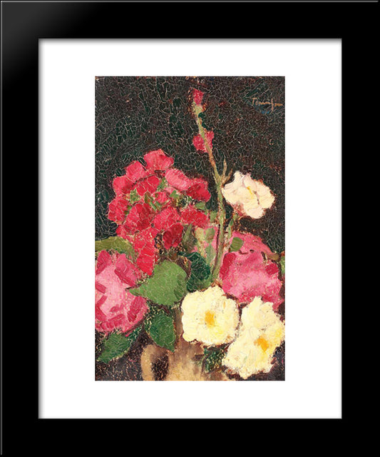 Vase With Summer Flowers 20x24 Black Modern Wood Framed Art Print Poster by Tonitza, Nicolae