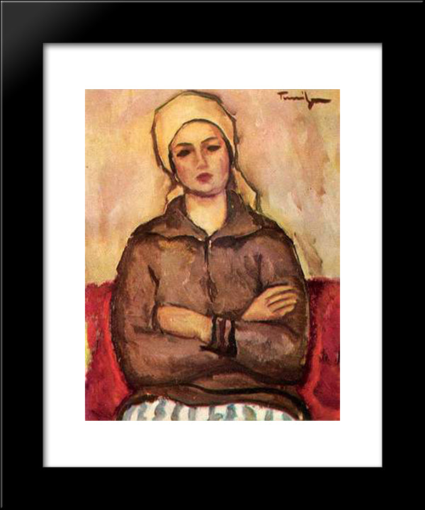 Workwoman 20x24 Black Modern Wood Framed Art Print Poster by Tonitza, Nicolae