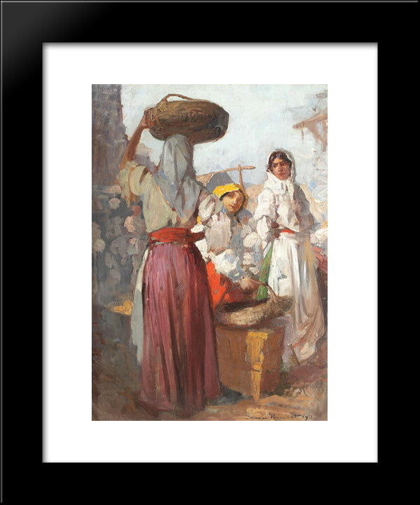 At The Market 20x24 Black Modern Wood Framed Art Print Poster by Vermont, Nicolae