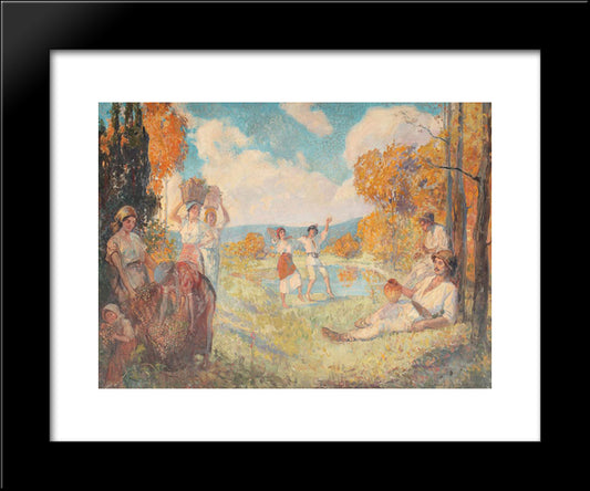 Autumn Allegory (The Art And The Wine) 20x24 Black Modern Wood Framed Art Print Poster by Vermont, Nicolae