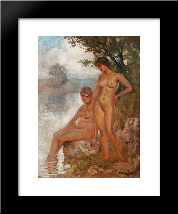 Baigneuse 20x24 Black Modern Wood Framed Art Print Poster by Vermont, Nicolae
