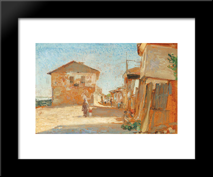 Fisherman Village In Brittany 20x24 Black Modern Wood Framed Art Print Poster by Vermont, Nicolae