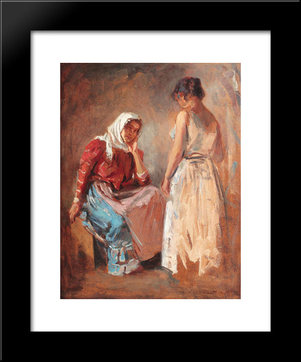 Gypsy Women Talking 20x24 Black Modern Wood Framed Art Print Poster by Vermont, Nicolae