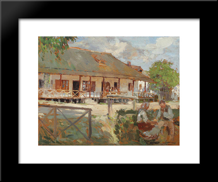 Noon In The Village 20x24 Black Modern Wood Framed Art Print Poster by Vermont, Nicolae