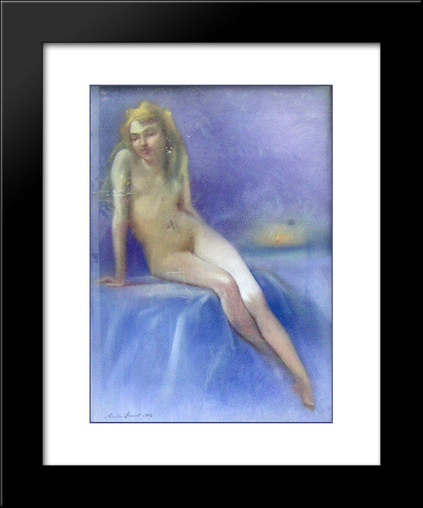 Nude Sitting 20x24 Black Modern Wood Framed Art Print Poster by Vermont, Nicolae