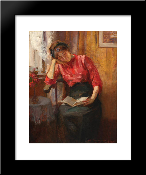 Reading 20x24 Black Modern Wood Framed Art Print Poster by Vermont, Nicolae