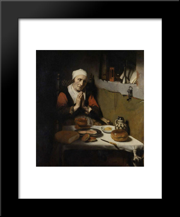 An Old Woman Praying 20x24 Black Modern Wood Framed Art Print Poster by Maes, Nicolaes